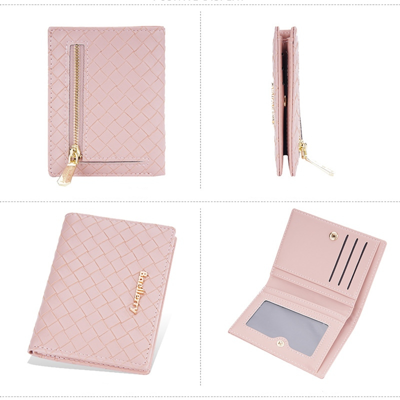 DOMPET LIPAT WANITA KOREA MURAH BAELLERRY ORIGINAL LUCU FASHION REMAJA KEKINIAN PREMIUM MINI SLOT KARTU RESLETING KOIN CEWEK TERBARU KECIL KULIT PINK CELADINE WA698P3 IMPORT