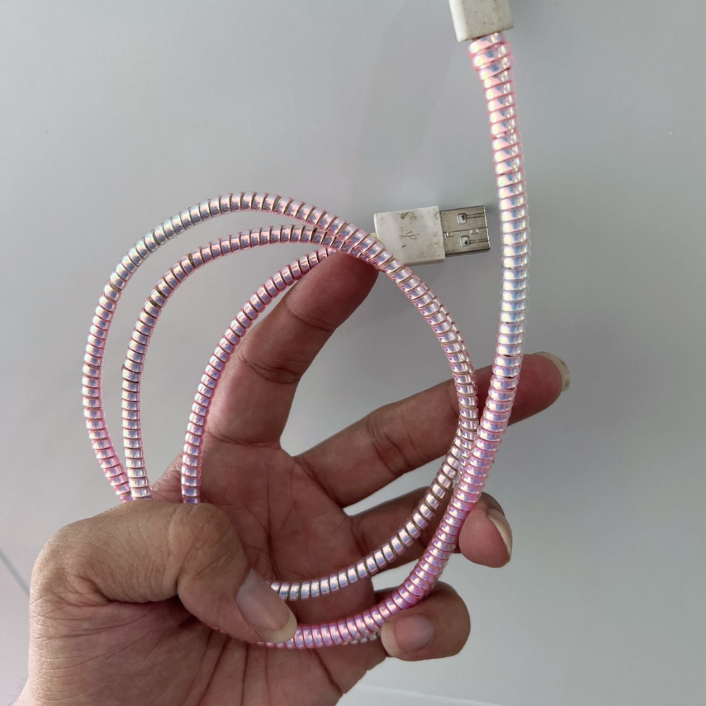 [ TOMCASES ] Pelilit Kabel Metalic 1.6 Meter Pelilit Kabel Spiral Warna Metalic Pelindung Kabel Charger Cable Saver Universal