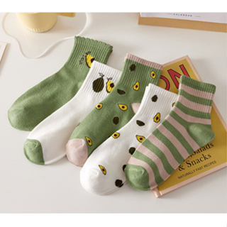 GO!KK1253 Kaos Kaki Pendek Wanita Motif Buah Alpukat Hijau Green Fashion Korean Unisex Semata Kaki Socks Import Ankle Socks