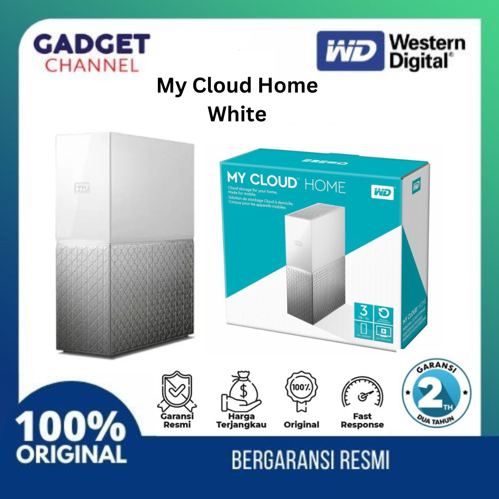 WD My Cloud Home White Hardisk Eksternal - 4TB/6TB/8TB Personal Cloud Storage Original - Garansi 2 T