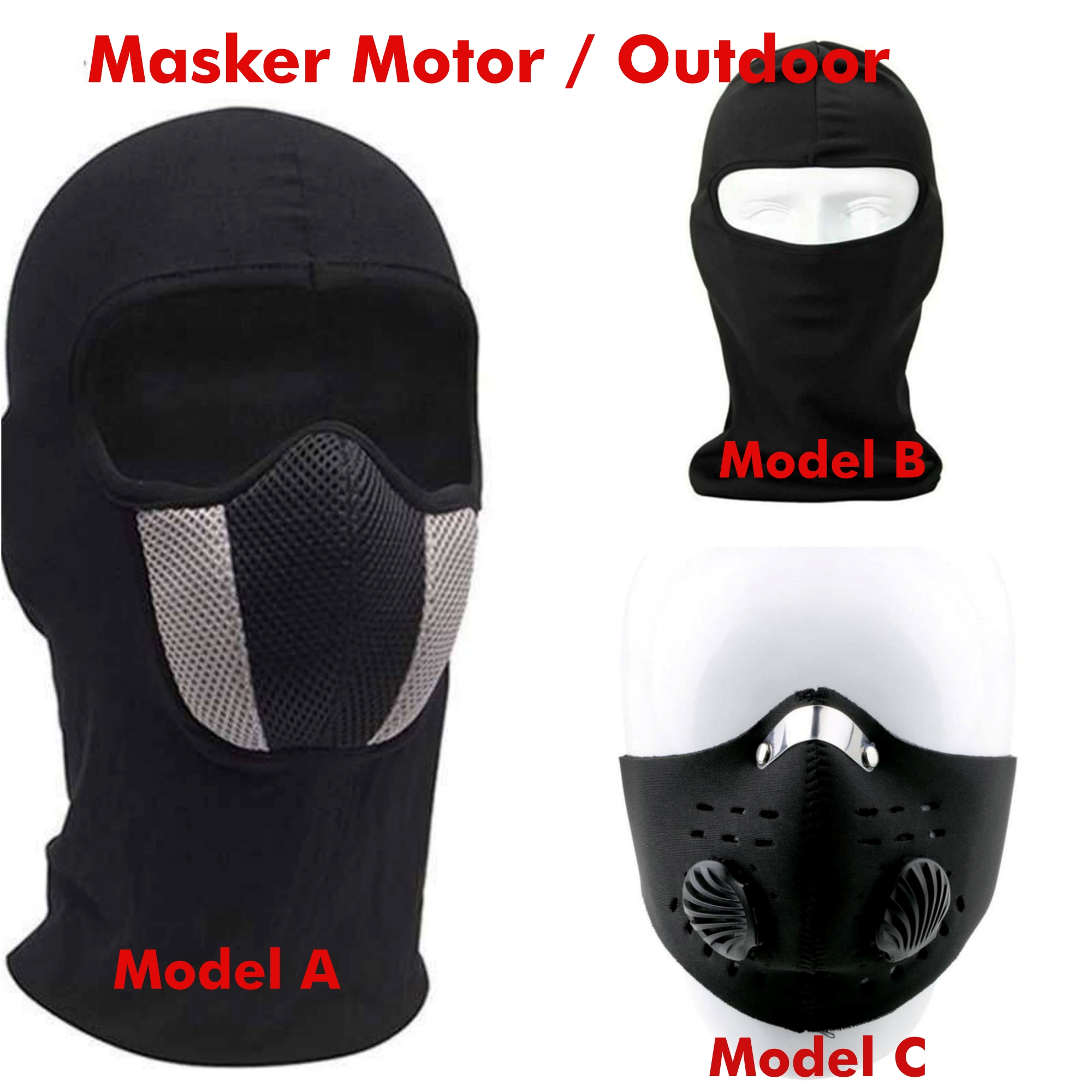 Masker Motor Pria Dewasa Ninja Buff Full Face Bahan Tebal Touring Anti Debu Murah Hidung Anti Polusi