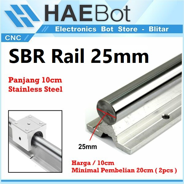 [HAEBOT] Rail SBR25 SBR 25 10cm Rel Linear Shaft As 25mm CNC Stainless Steel Part Slider Batang  Industri Plasma Router Mesin Mekanik