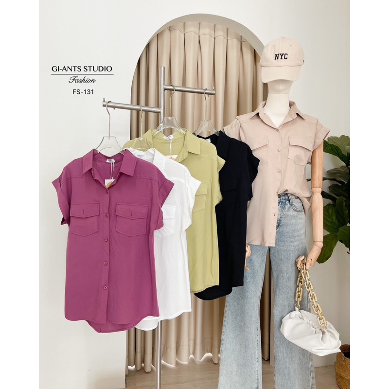 KEMEJA GIANTS BASIC BLOUSE IMPORT BANGKOK (BJFS131)