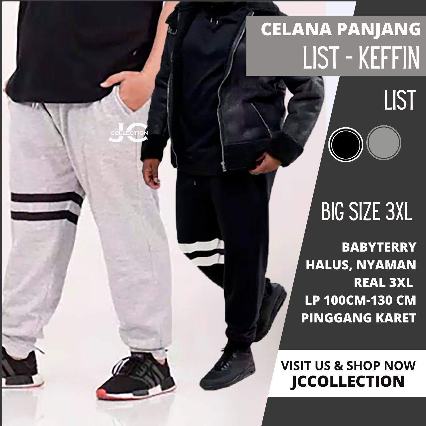 Celana Pria Jumbo Jogger Oversize Pria Kelffin / Training Joger Pants Jumbo Big Size  40-46 3XL- JCCollections