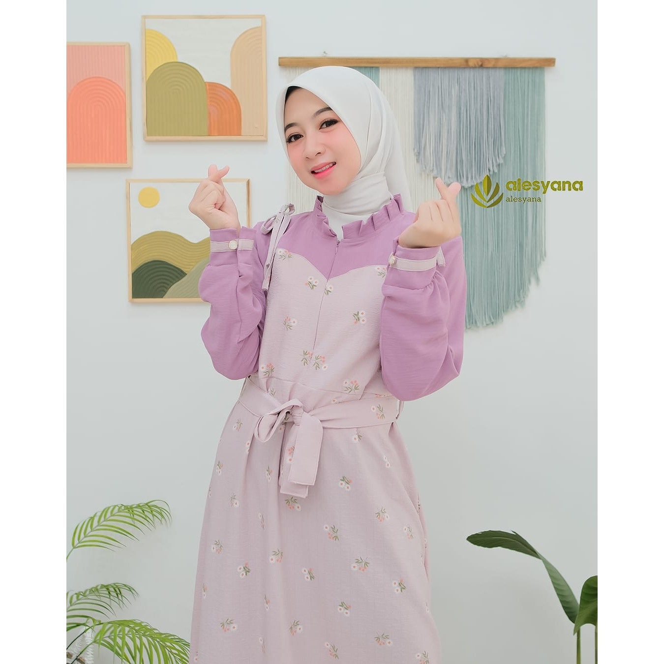 DAISY ALESYANA DAN AMANDA MUMTAZ DRESS KOREA MOTIF BUNGA KELUARAN TERBARU STYLE CASUAL CANTIK REMAJA WANITA