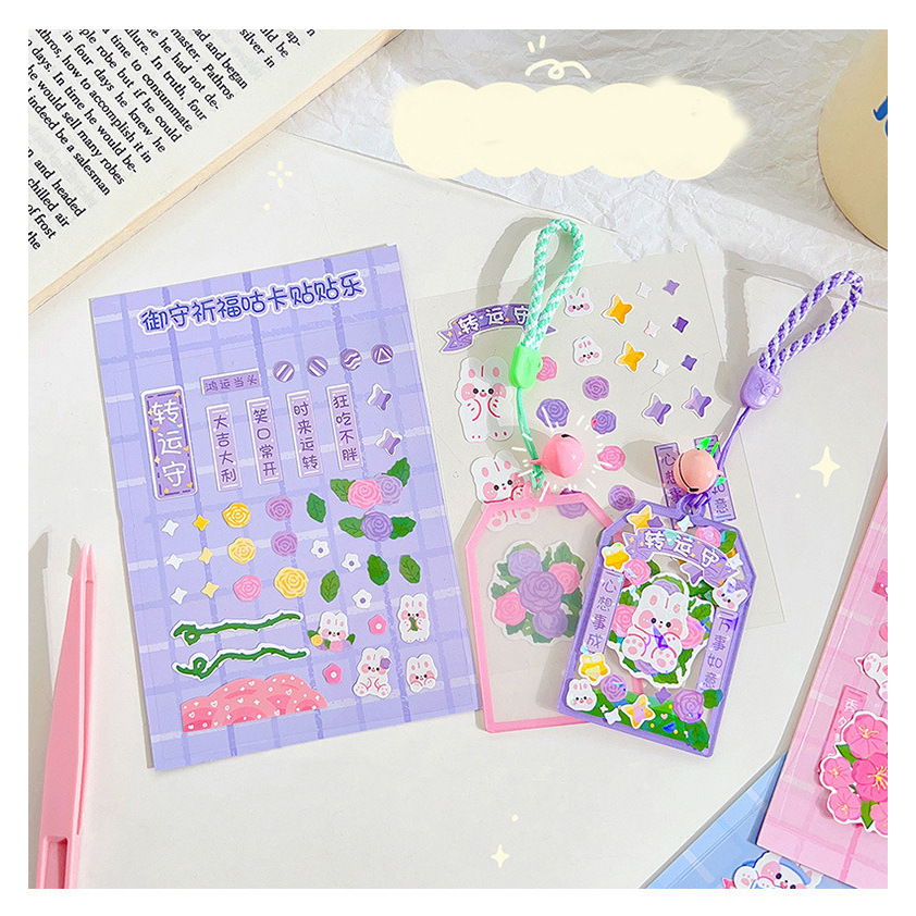 SET DIY GANTUNGAN KUNCI ACRYLIC + BONUS STICKER MOMO GLITTER + TWEEZER @banyak