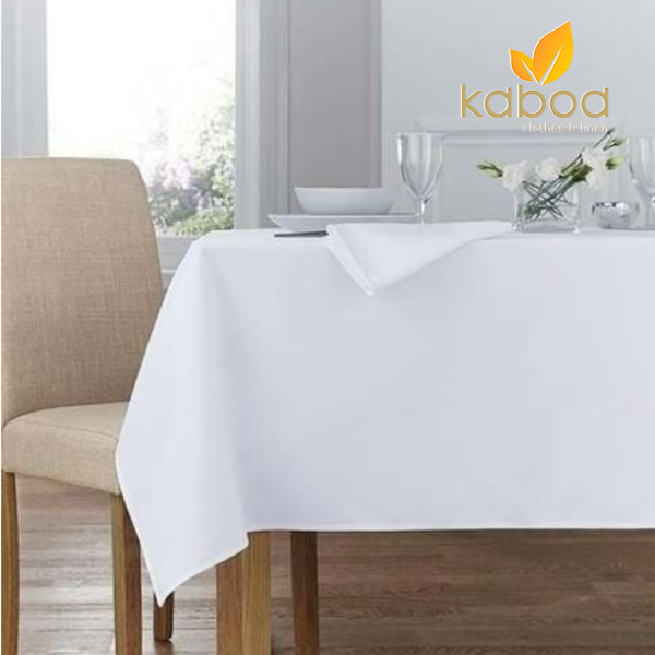 Table cloth/taplak meja full cotton/damask putih/white