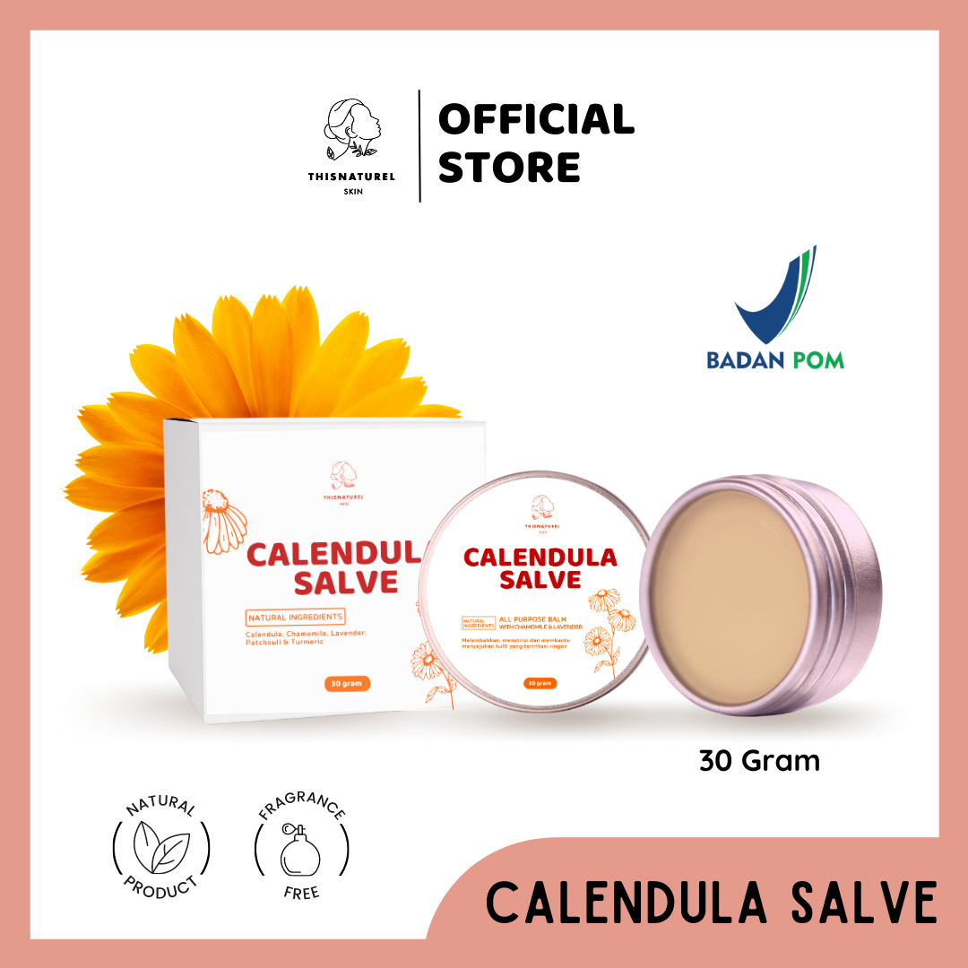 (BPOM) Calendula Healing Salve 30 gram - All Purpose Balm - 100% Pure Natural Herbal - Eksim gatal luka eczema dry skin ruam