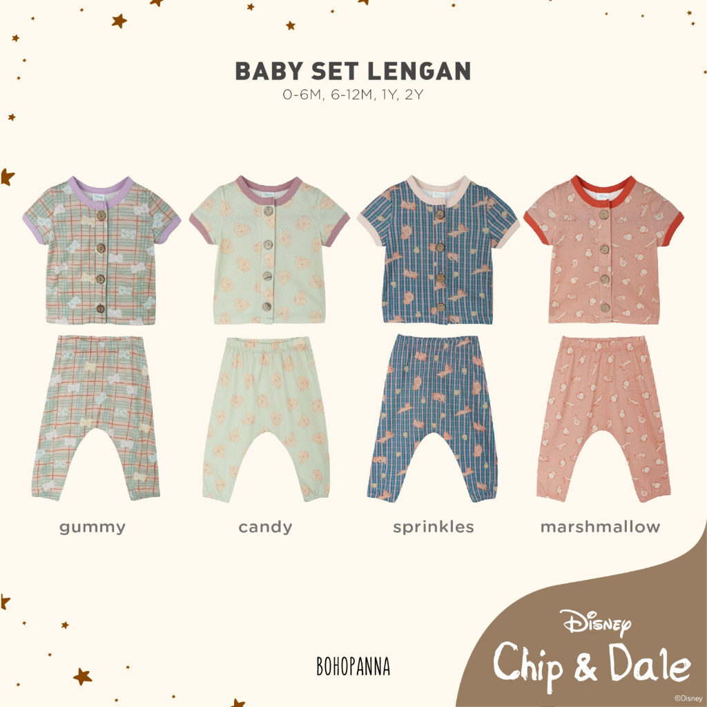 Baju Bayi Setelan Anak BOHOPANNA - BABY LENGAN SET - DISNEY 0 6 12 Bulan 1-2 Tahun