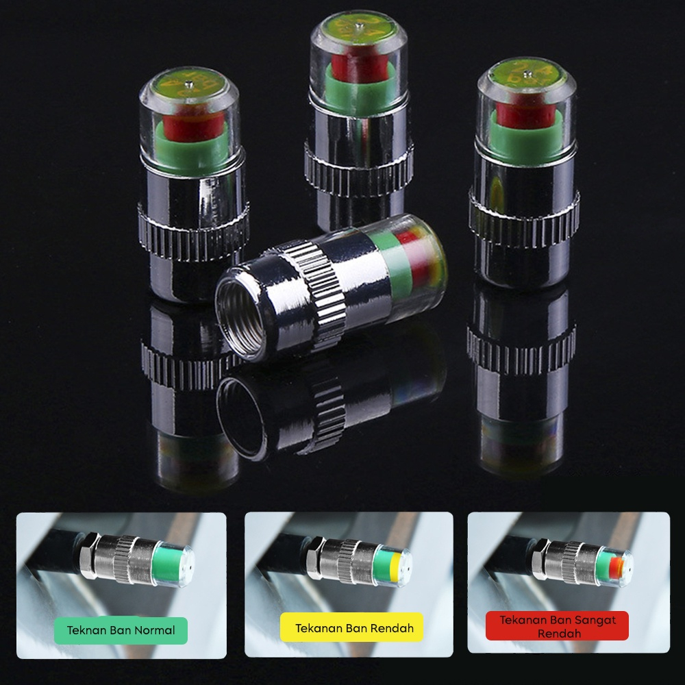 TUTUP PENTIL BAN MOBIL SEPEDA MOTOR DENGAN INDIKATOR TEKANAN ANGIN KEMPES ALERT VALVE CAP ANTI BOCOR