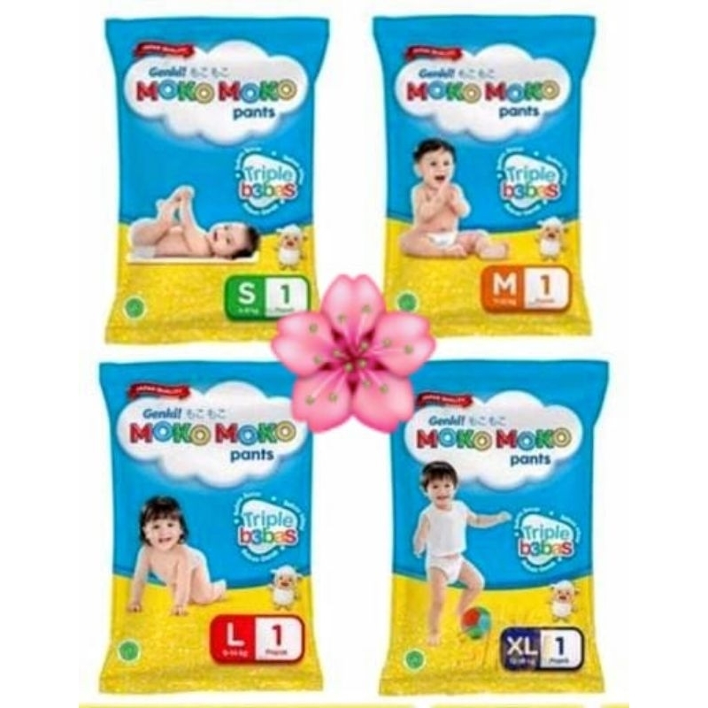 Popok Genki Moko Moko Pants S / M / L / XL Sachet Renceng Renteng Satuan Ecer Ekonomis