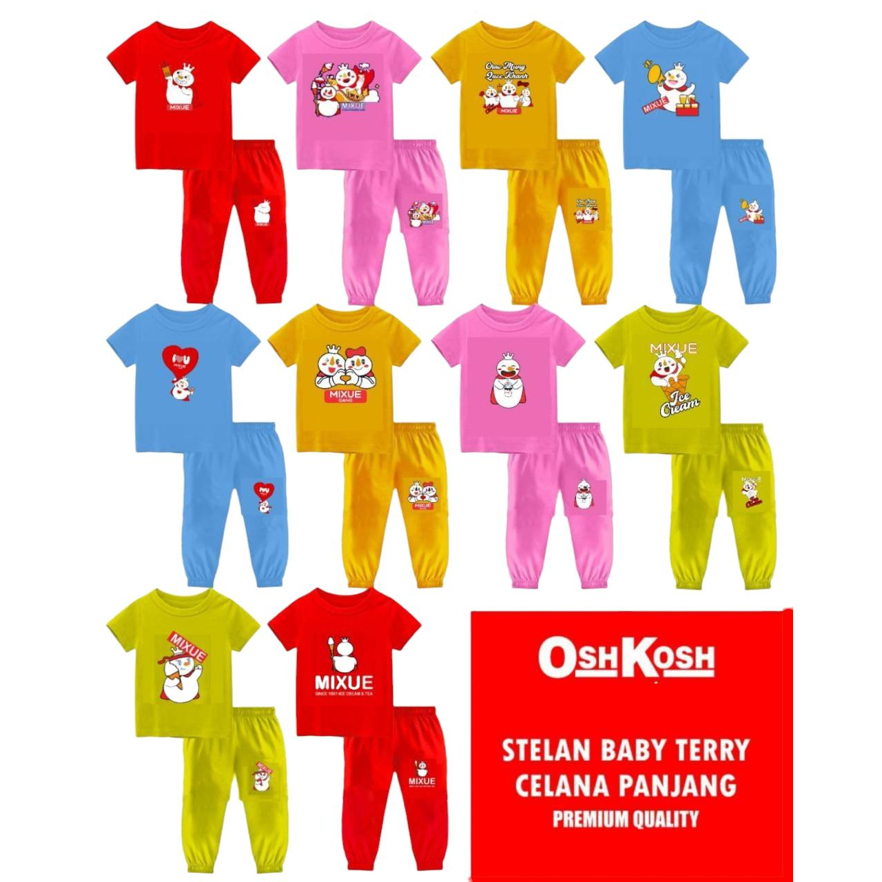 SETELAN OSHKOSH CELANA PANJANG UNTUK ANAK USIA 1 - 8 TAHUN | SET BEBY TERRY ANAK 1-8 TAHUN | BAJU OSHKOSH MIXUE ANAK TERBARU