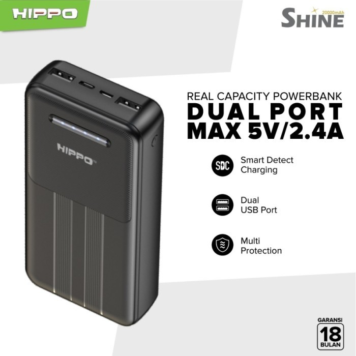 Hippo Powerbank Shine 20000 Mah - Power Bank Original Garansi Resmi 20.000mah