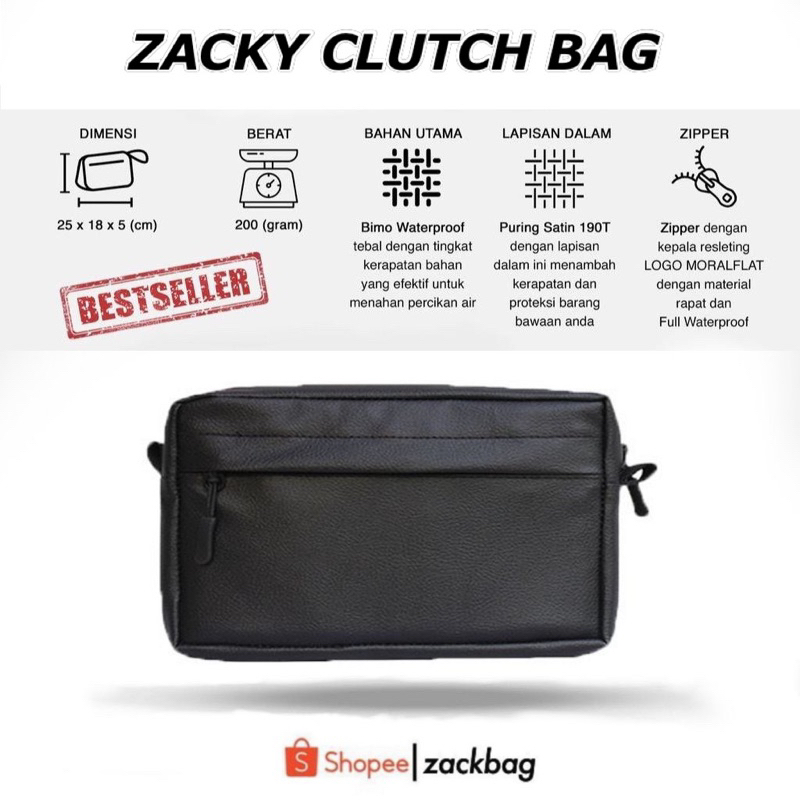 ZACKY Tas selempang Pria terbaru 2023 Handbag - Pouch - Clutch - Wallet Multifungsi ANTI AIR material Bimo Premium Waterproof