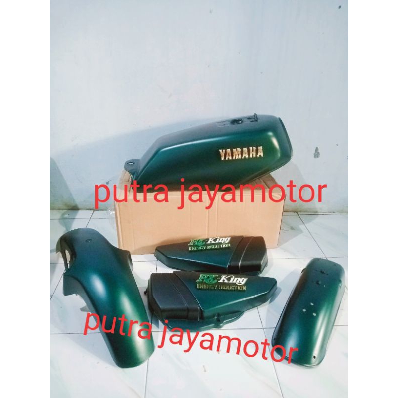 cover body bodi fulset Yamaha RX king warna hijau doff set emblem RX king emblem Yamaha
