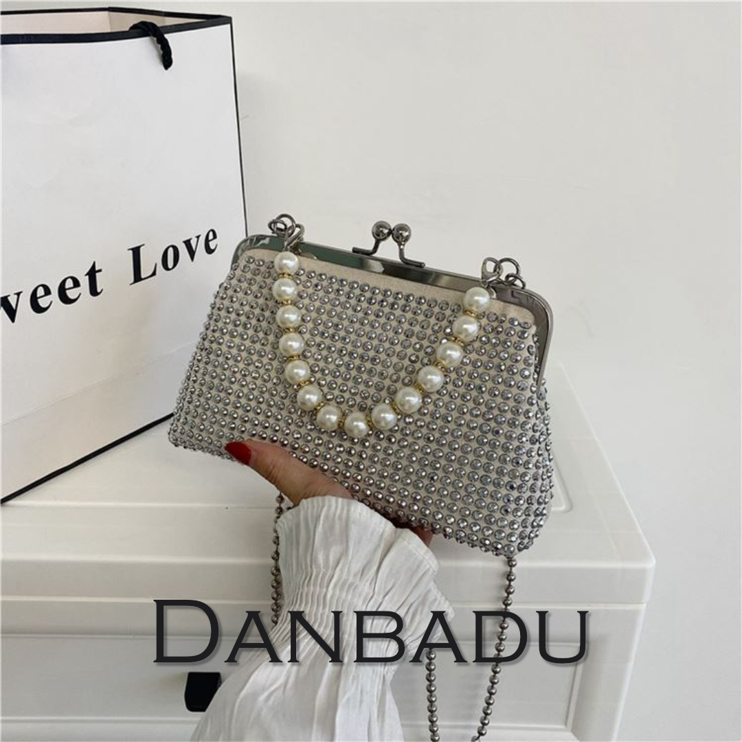 Tas Selempang Clutch Pesta Mutiara Wanita Cantik Import Full Manik