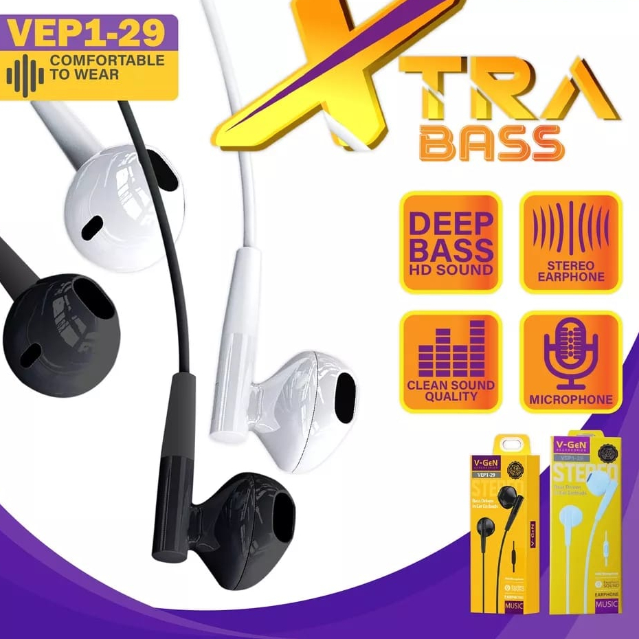 Headset Earphone VGEN VEP1-29 Wired Earphone Xtra Bass Hansfree V-GEN