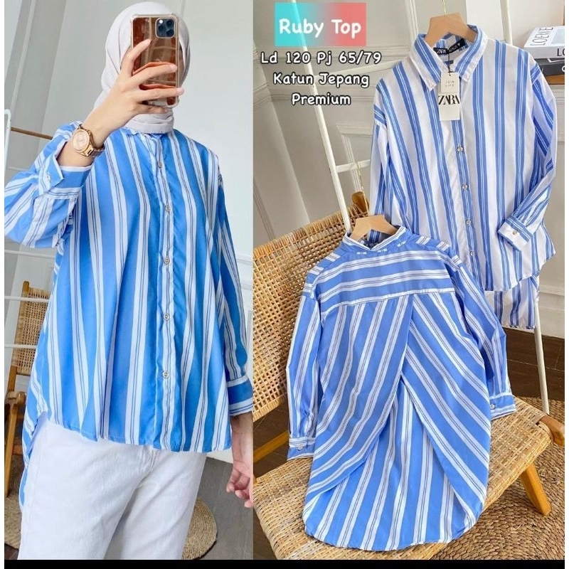 KEMEJA SALUR MOTIF SILANG Z*RA PRENIUM