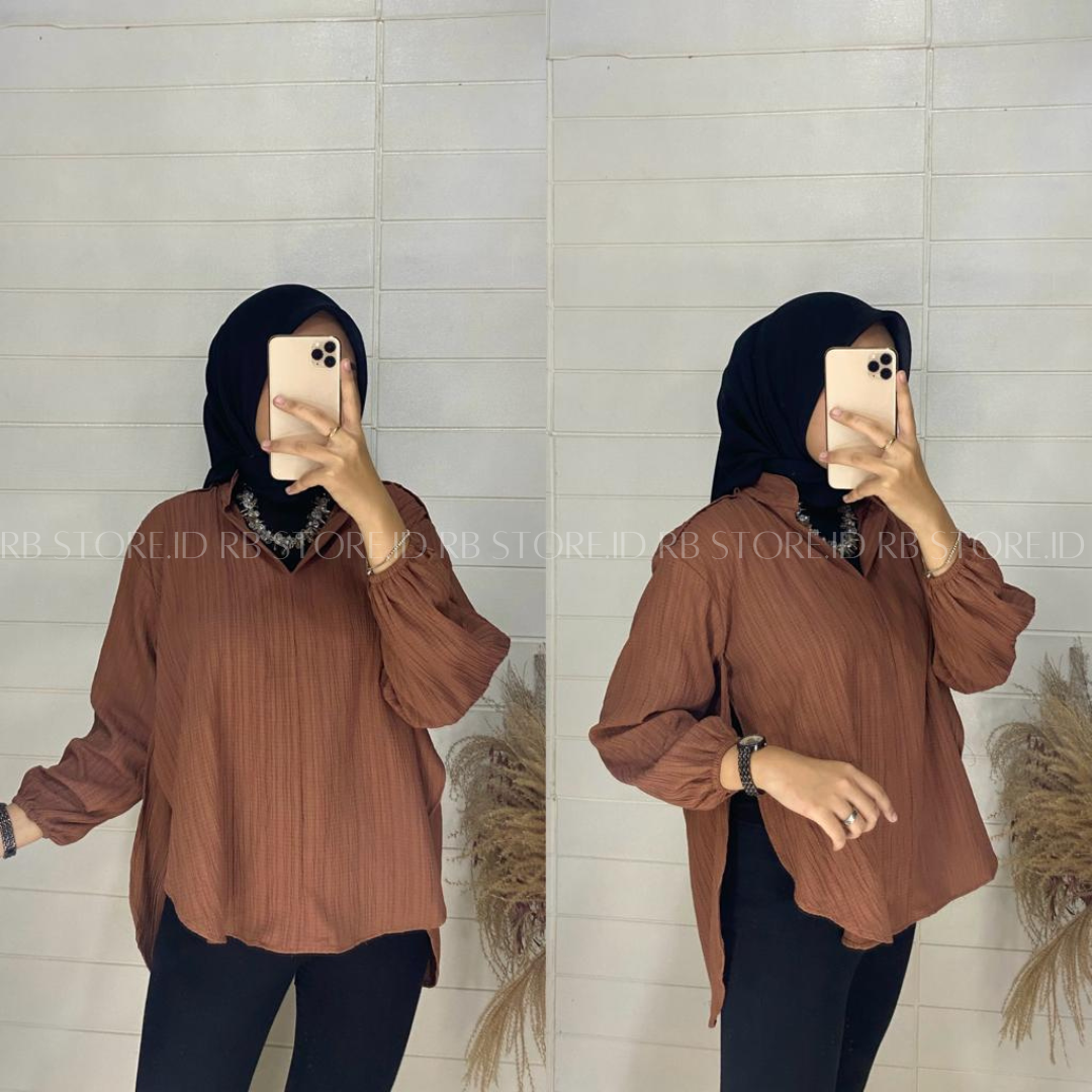 Kemeja Wanita Livia Blouse Basic Lady Crush Oversize