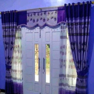 Gorden 1 set poni Gorden jendela aesthetic tirai pintu tengah ruang tamu