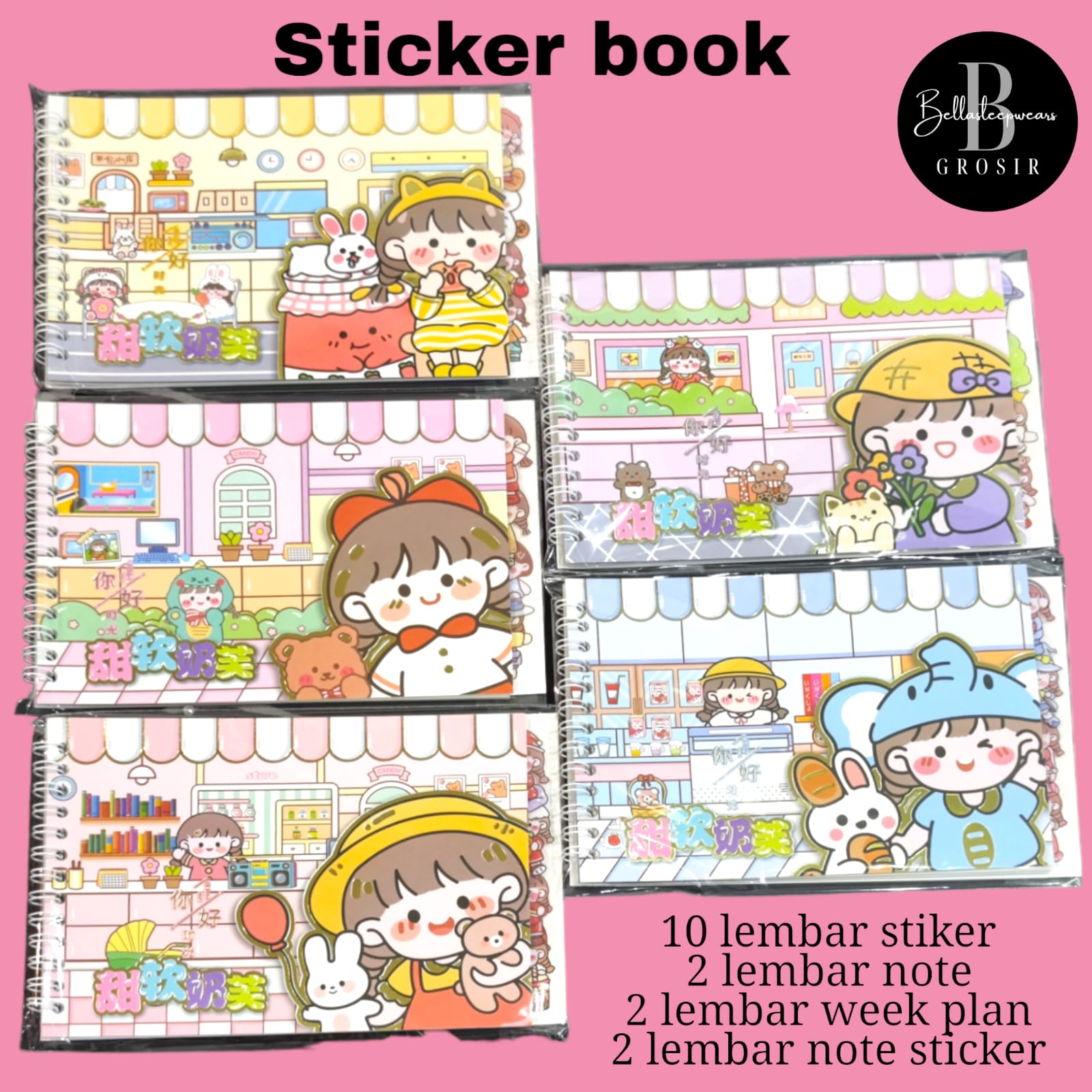 STIKER BUKU WASHI KARAKTER 2D MOMO / NONO KOREAN CUTE AESTHETIC STICKER BOOK VIRAL