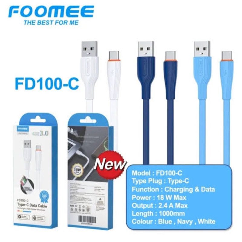 Foomee Kabel Data FD100-M Micro / FD100-C Type-C / FD100-L Lightning 1M 2.4A