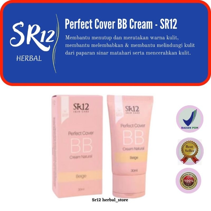 SR12 Bedak Perfect Cover BB Cream 30Ml / Mengandung SPF 20 Krim Wajah Natural