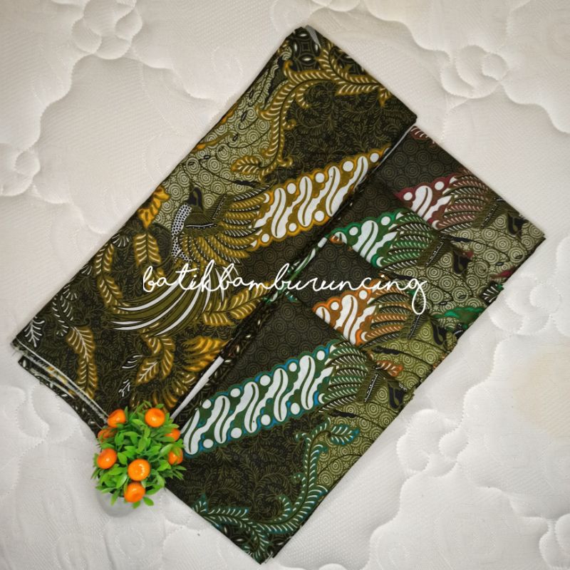 kain batik printing motif burung Seno Kawung kecil pola seragam batik