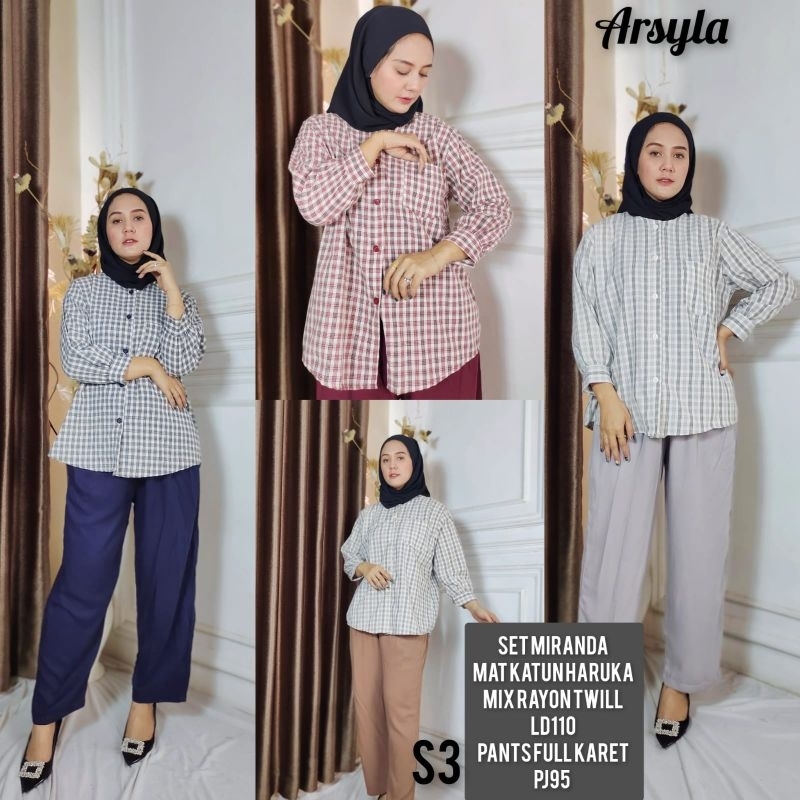 SET MIRANDA BY ARSYLA//ONE SET ARSYLA KOMBINASI KATUN HARUKA MIX RAYON TWILL