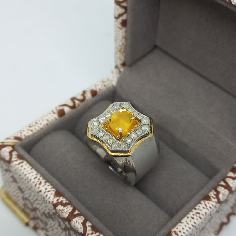 cincin berlian eropa dan batu yellow shappire yakut free memo