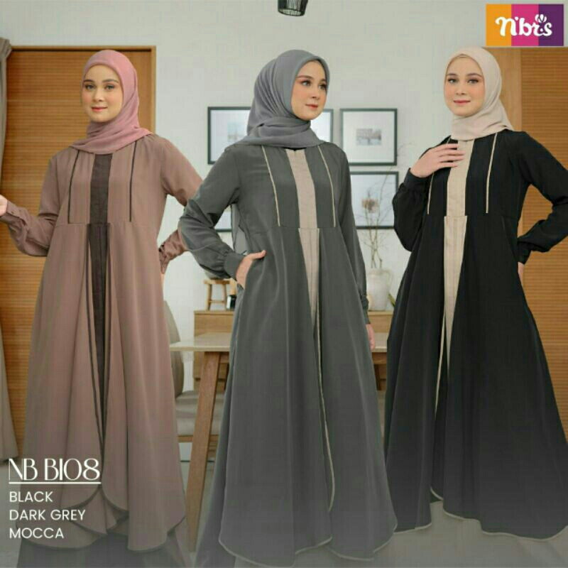 GAMIS KATUN WANITA NB B108 ORIGINAL NIBRAS FASHION DRESS BAJU BUSANA MUSLIM DEWASA BUSUI SEMI OUTER 