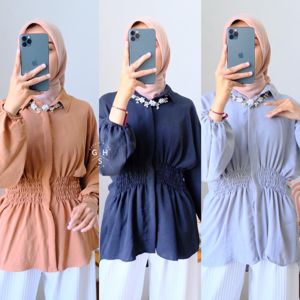 SAFWA KEMEJA KERUT BLOUSE BUSUI ATASAN WANITA CRINCLE AIRFLOW PREMIUM (MGA)