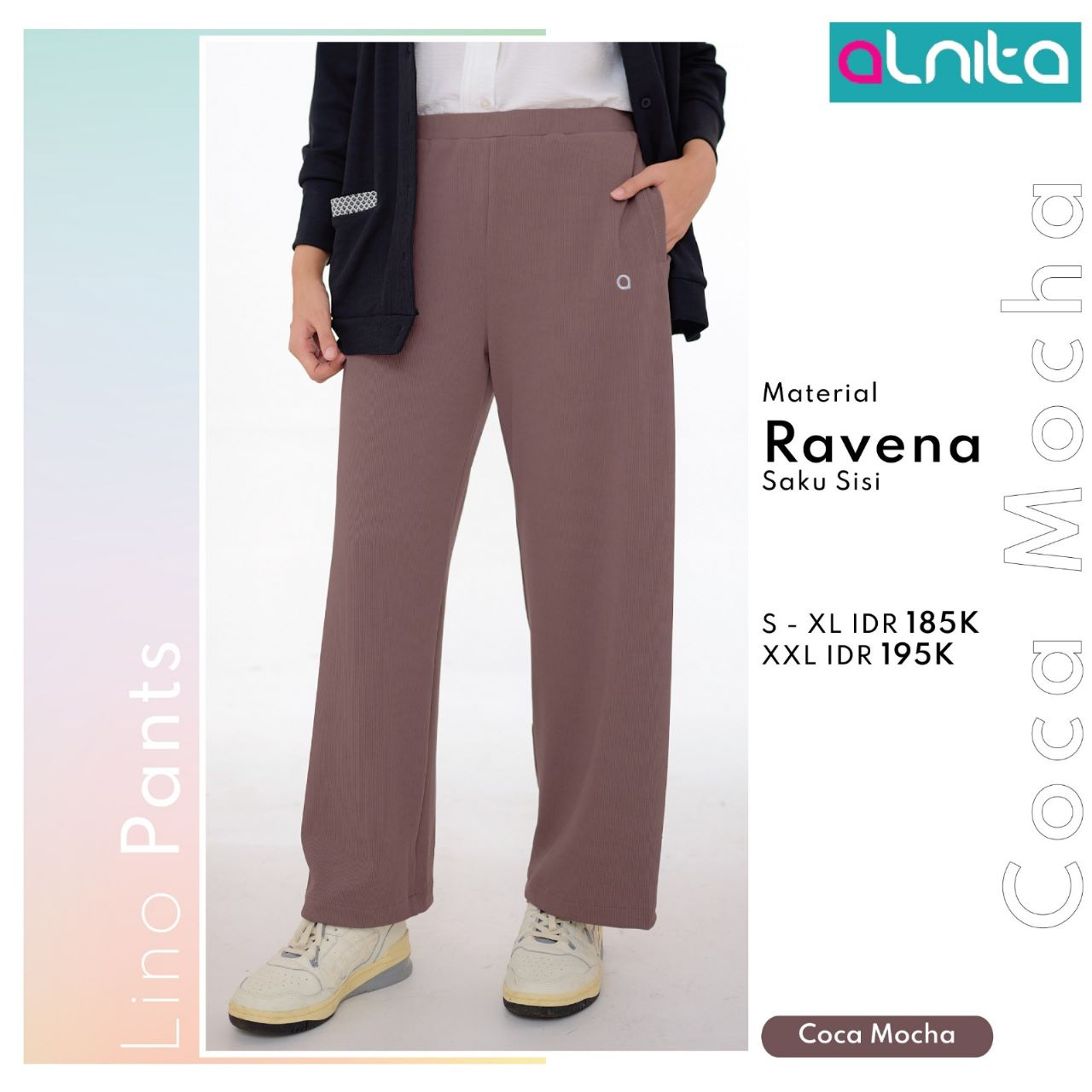 Alnita LINO PANTS Celana Wanita Bahan Ravena Kulot Muslimah Modern BISA COD