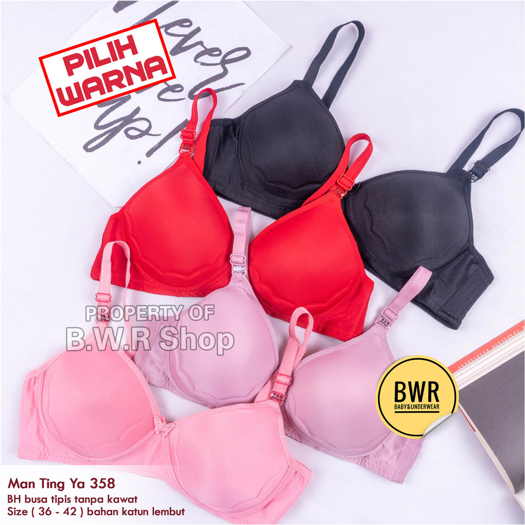 BH Mantingya 358 BH Busa Tanpa Kawat Kancing BRA Manting Dewasa Dan Good Quality Size Besar 38 - 44 - Bwr