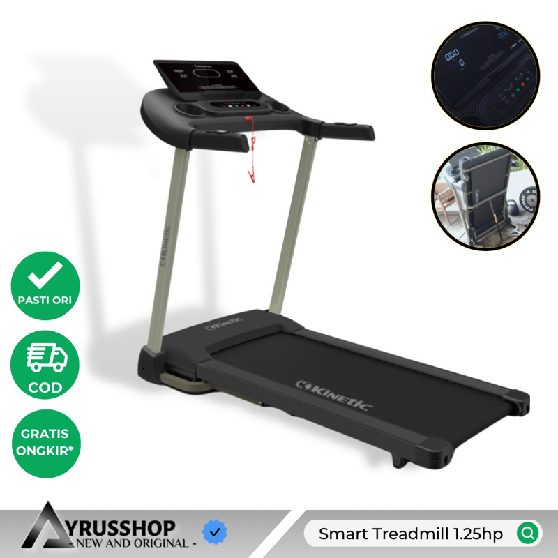 Motorized Smart Treadmill Elektrik Mode Tanjakan Auto 1.25Hp Kinetic