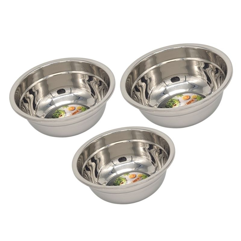 Baskom Stainless / Baskom  / Mixing Bowl Serbaguna Stainless Premium High Quality Anti Karat 1Set Medium 3Pcs