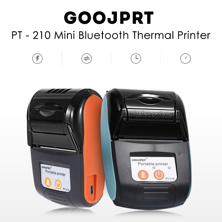 GOOJPRT POS Bluetooth Thermal Receipt Printer 58mm - PT210 - Black/Orange