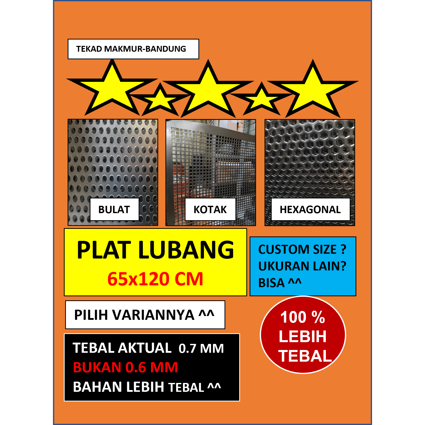 Plat 65x120 - Plat Besi Ram Speaker -  Ram Grill Plat Lubang
