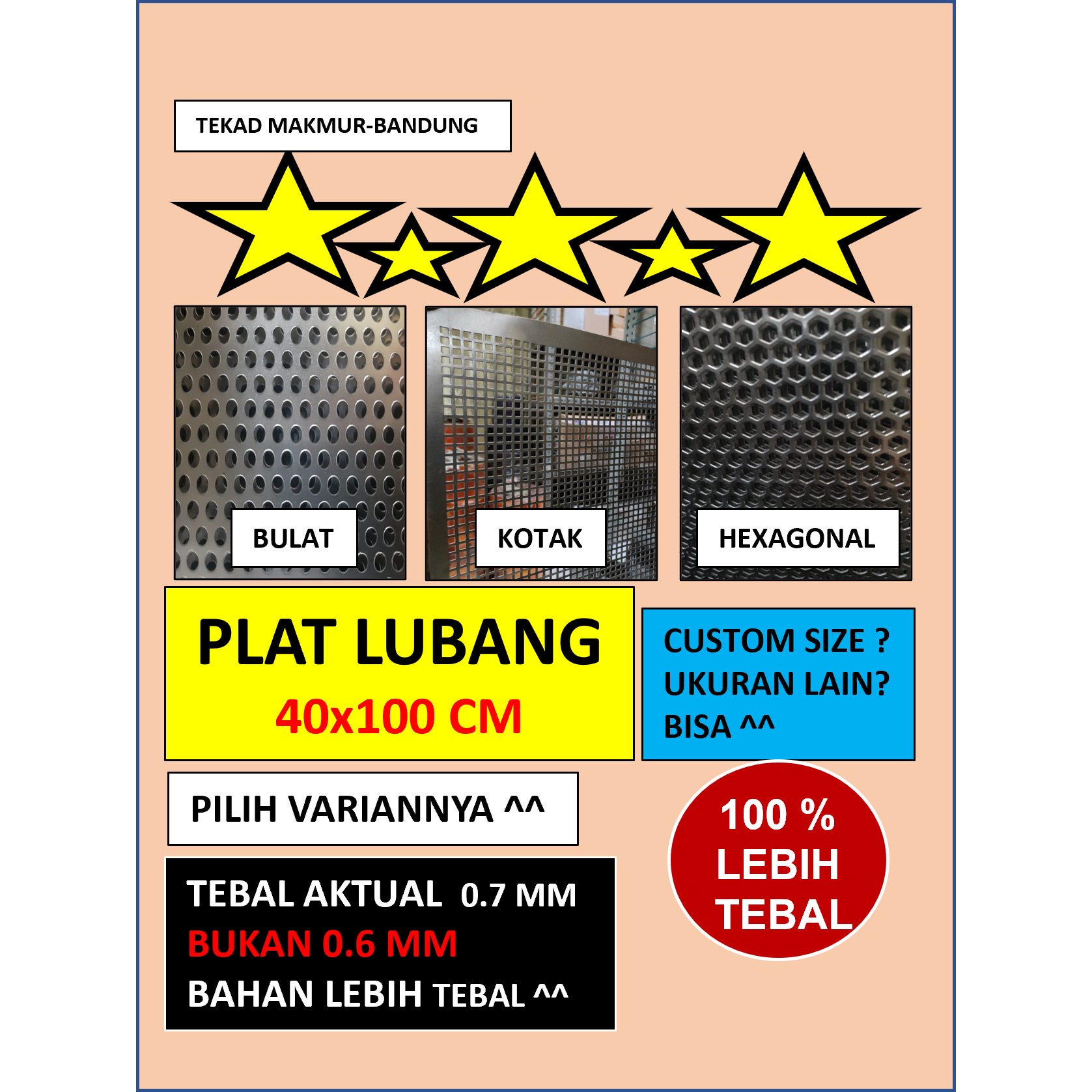 Plat 40x100 - Plat Besi Ram Speaker -  Ram Grill Plat Lubang