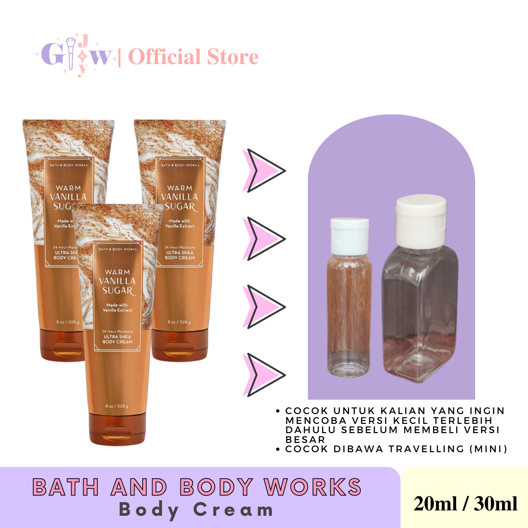 [SHARE IN JAR] BATH AND BODY WORKS - WARM VANILLA SUGAR body cream | ultimate hydrate with sea butter hyaluronic acid perawatan kecantikan tubuh badan mencerahkan original asli ori murah termurah pelembab botol bottle decant parfum bbw scrub daki