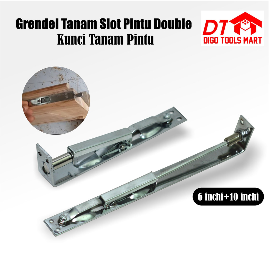 Grendel Tanam Slot Pintu Double 6 inchi+10 inchi Kunci Tanam Pintu