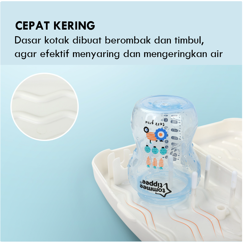 LIGERA Travel Portable Drying Rack with Bottle Brush Kotak Rak Pengering Botol Susu On-The-Go Sikat