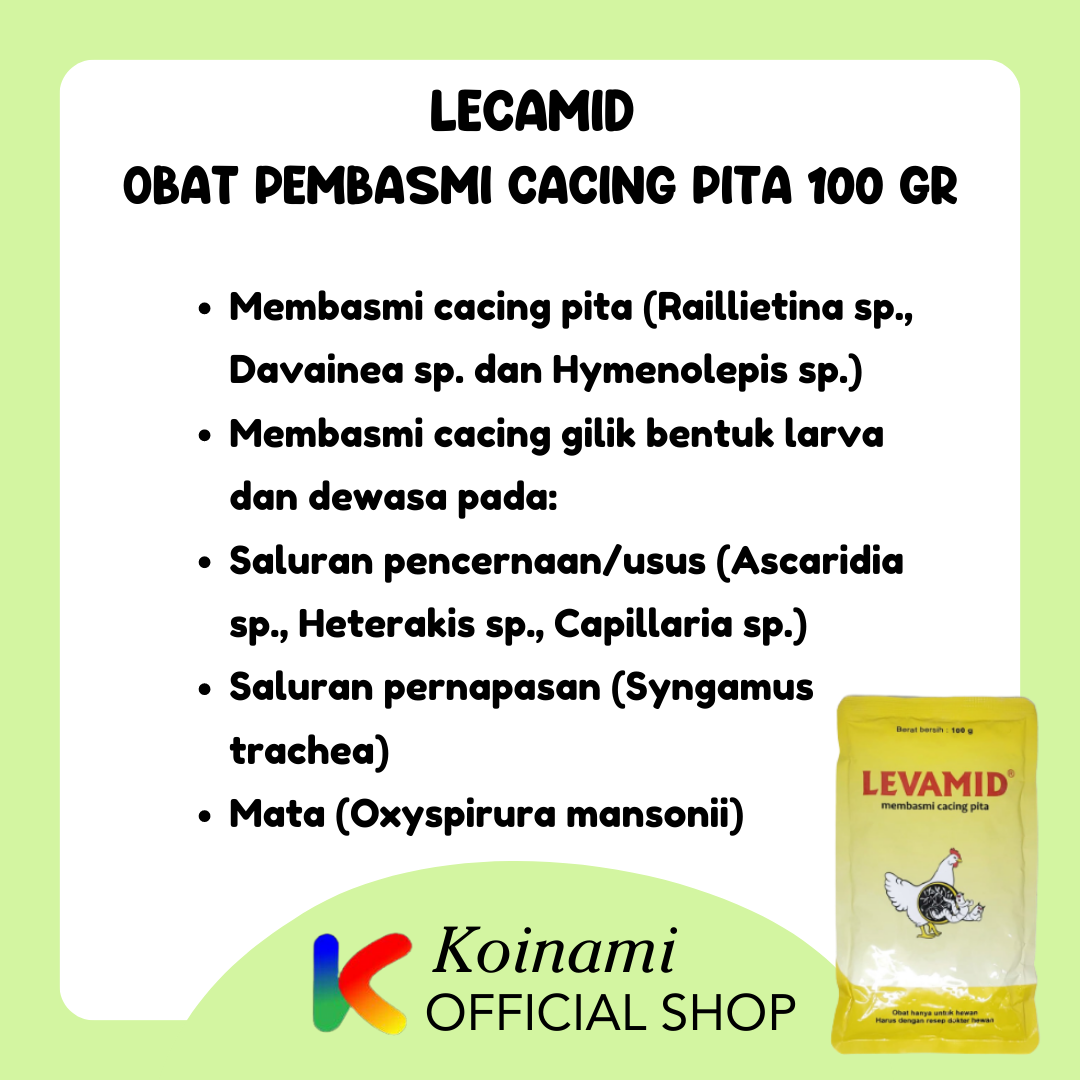 Levamid 100 gram / Obat Pembasmi Cacing Pita Gilik Ayam Unggas Burung / Medion