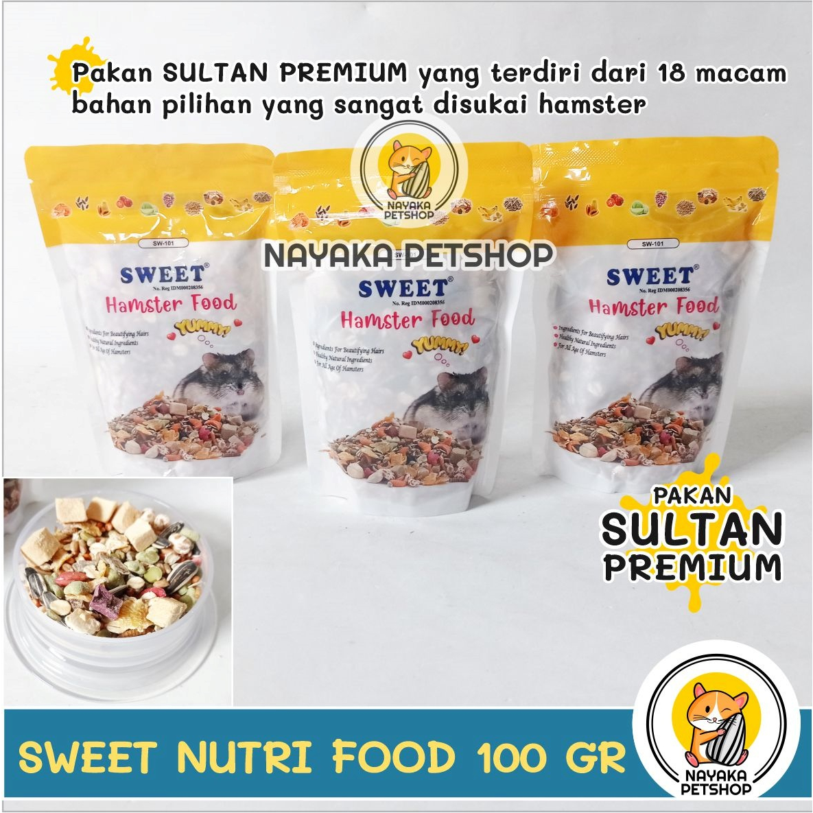 Sweet Nutri Hamster Food 150 gr Pakan Premium Hamsfood Hamfood Nutritious Makanan Racikan Mix