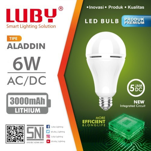 Lampu LED emergency LUBY Aladdin 6w 6 watt