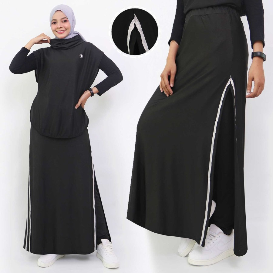 LEGGING ROK PANJANG BELAH SAMPING CELANA OLAHRAGA WANITA FASHION MUSLIM SPORT SEPEDA