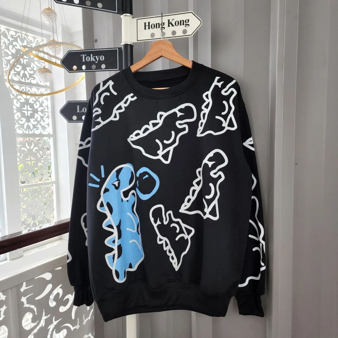 Nara Grosir - Sweater Crayon Dino XXL l Sweater Terbaru Wanita