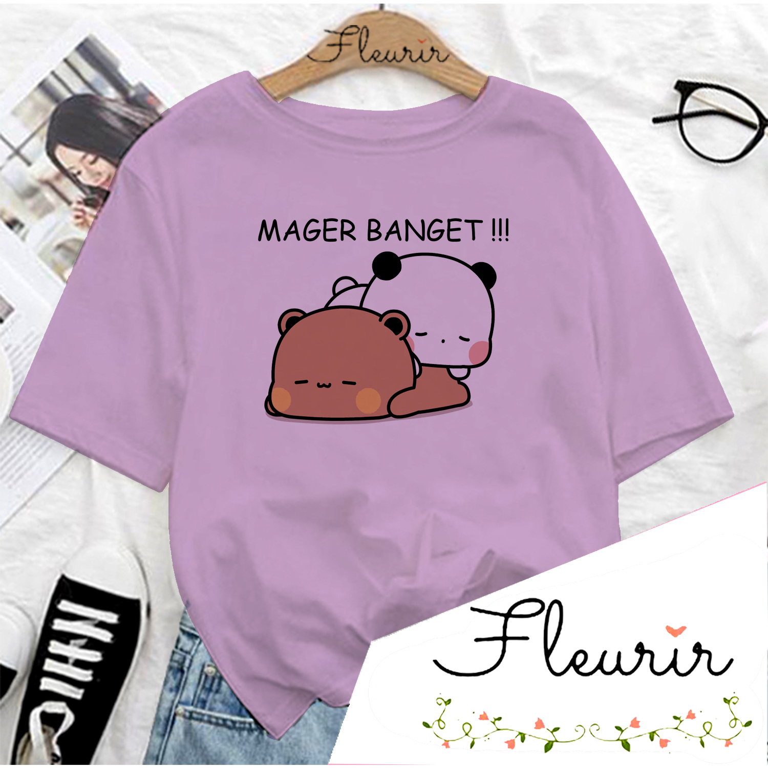 FLEURIR - KAOS WANITA MAGER PRIA REMAJA DEWASA UNISEX TSHIRT JUMBO OOTD LENGAN PENDEK OVERSIZE