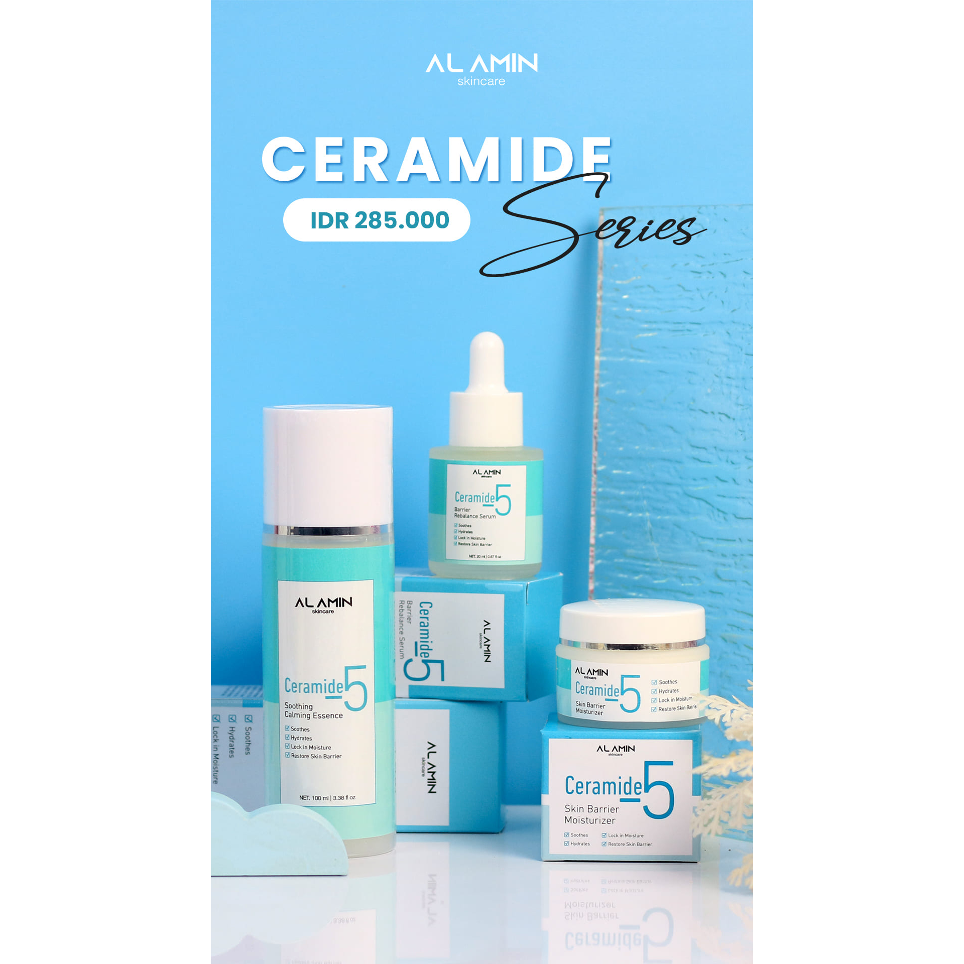 Alamin Ceramide Series  | 5X Ceramide/Calming Essence/Rebalance Serum/Moisturizer  |