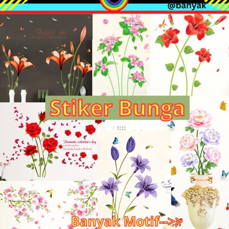 WALL STICKER STIKER SETIKER SETICKER DINDING BUNGA WALLSTICKER WALLSTIKER DINDING TEMPELAN POT BUNGA SAKURA PINK PEONY RUMPUT TERATAI MERAK DEKORASI TEMBOK DECOR DEKOR RUMAH RUANG TAMU MAKAN KELUARGA WALSTICKER WALSTIKER WALLPAPER WALPAPER BUNGA IMLEK